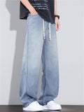 Mens Summer Drawstring Wide Leg Baggy Denim Scimitar Jeans