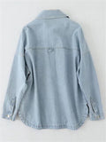 Women's Autumn Solid Color Loose Lapel Long Sleeve Cardigan Denim Shirts