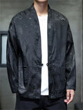 Men's Chinese Style Dragon Jacquard Lace-up Cardigan Outwear