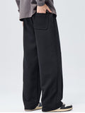 Men Plus Size Wide Leg Drawstring Elastic Waist Baggy Pants