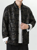 Men's Chinese Style Brocade Jacket with Embroidered Patterns and Frog Buttons