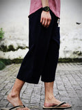Men's Casual Comfy Drawstring Cotton Linen Cropped Pants