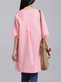 Lady Floral Graphic Mid-Length Round Neck Patchwork Shirt