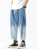 ‌Men's Summer Casual Loose Fit Denim Cropped Pants with Drawstring Waist‌