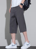 Mens Summer 3/4 Capri Pants Below Knee Loose Cropped Shorts