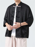 Chinese Style  Short Sleeve Drop Shoulder Tang Suit Shirts for Men