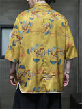Men's Cool Print Stand Collar Half Sleeve Tang Suit Shirts
