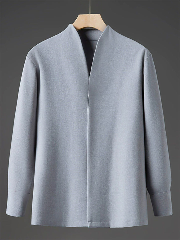 Men's Autumn Zen Style Solid Color Long Sleeve Shirts