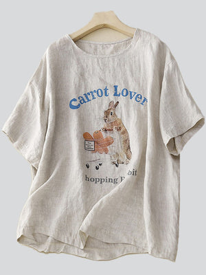 Female Carrot Lover Hopping Rabbit Printed Shirts
