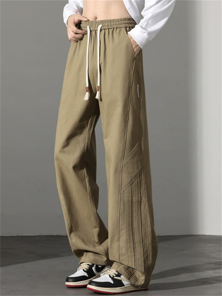 Men's Comfy Elastic Waist Loose Fit Straight Leg Casual Pants