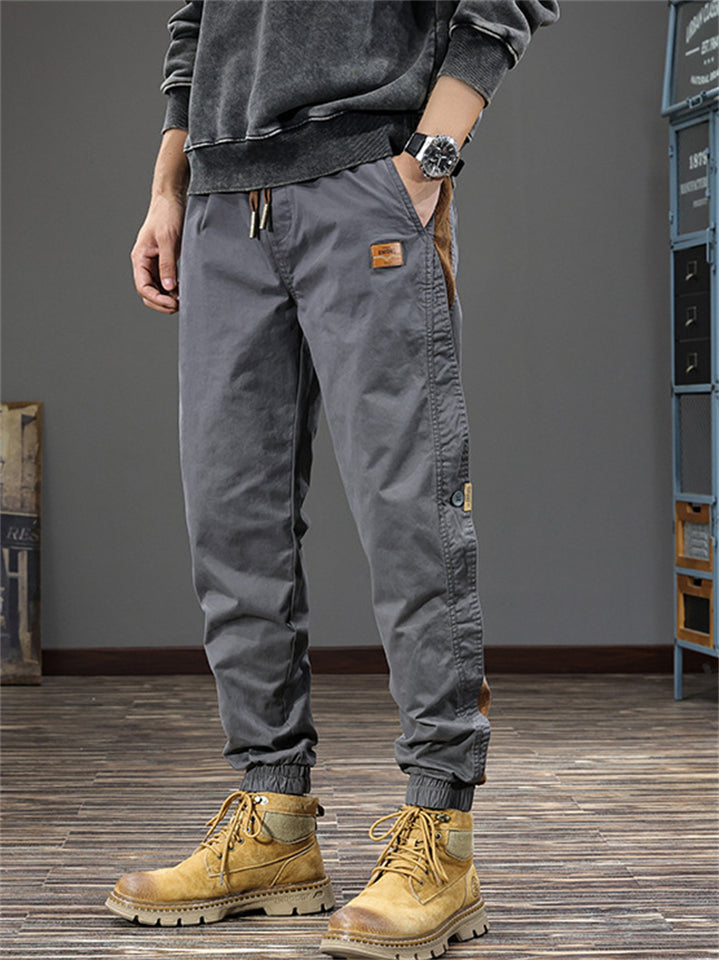 Men's Cool Vintage Regular Fit Patchwork Cargo Jogger Pants