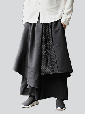 Chinese Style Samurai Costume Men's Irregular Skirt Pants