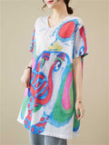 Cute Colorful Cartoon Elephant Summer Oversized Shirt for Women