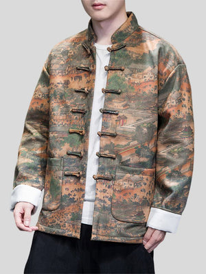 Male ''Along the River During the Qingming Festival'' Printed Jackets
