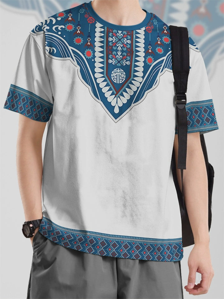 Men's Ethnic Style Totem Printed Quick-Dry Short Sleeve Shirts
