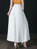Women High Waist Wide Leg Palazzo Pants with Buttons Flowy Trousers