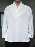 Men's Autumn Solid Color Zen Style Pullover Long Sleeve Shirts