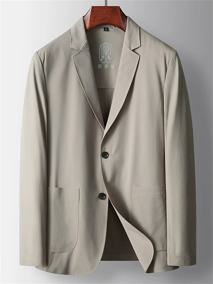 Men's Spring Solid Color Suit Collar Single Breasted Wash-and-wear Jackets