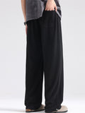 Mens Summer Wide Leg Drawstring Casual Pants Baggy Trousers