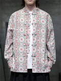Chinese Style Geometric Print Stand Collar Long Sleeve Jackets for Men