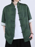 Chinese Style Contrast Color Stand Collar Tang Suit Shirts for Men