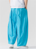 Japanese Style Casual Summer Pleated Wide Leg Cargo Pants Unisex