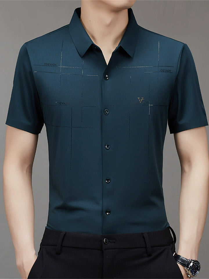 Men's Summer Print Seamless Button Up Lapel Short Sleeve Shirts