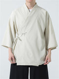 Summer Chinese Zen Style Slant Placket Casual Shirts for Men