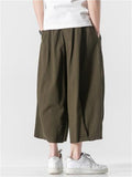 Mens Cotton Blend Cropped Streetwear Wide Leg Baggy Harem Pants