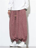 Male's Retro Geometric Texture Printed Wide Leg Bloomers Pants