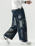 Vintage Spliced Color Block Jeans for Men