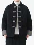 Male Unique Corduroy Contrast Color Long Sleeve Coats