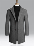 Men's Autumn Solid Color Single Breast Lapel Mid-length Jackets