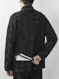 Men's Chinese Style Feather Jacquard Stand Collar Shirts