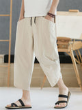 Men's Comfy Cotton Linen Cropped Pants for Summer