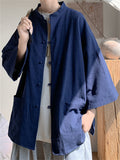 Chinese Style Loose Casual Summer Half Sleeve Shirts for Men