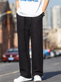 Drawstring Loose Fit Casual Ramine Linen Straight Leg Pants for Men