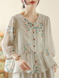 Women's Summer Print Round Neck 3/4 Sleeve Shirts