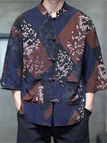 Men's Summer Trendy Chinese Style Printed Button Up TangSuit Shirt