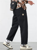 Mens Cotton Blend Drawstring Elastic Waist Straight Leg Cargo Pants