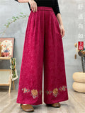 Women's Elegant Ethnic Style Heavy Industry Embroidery Wide Leg Pants