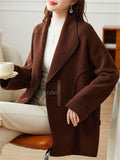 Women's Long Sleeve Solid Color Woolen Blend Jacket