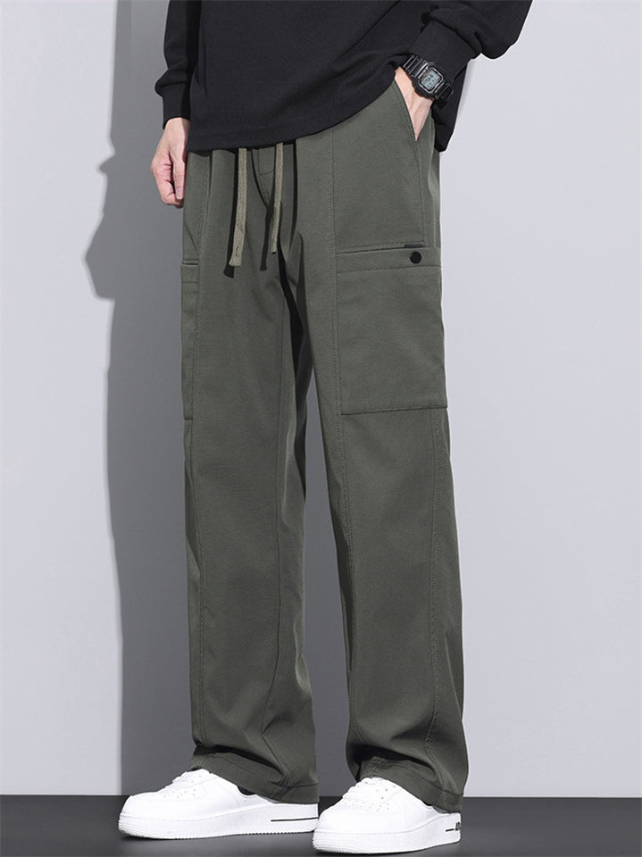 Men's Autumn Loose Fit Outdoor Drawstring Cargo Pants with Pockets