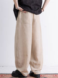 Mens Cotton Linen Wide Leg Pants Loose Fit Harem Trousers
