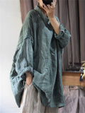 Women's Retro Loose Linen Distressed Long Sleeve Shirts