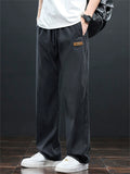 Men's Vintage Lyocell Denim Style Loose Fit Drawstring Straight Pants