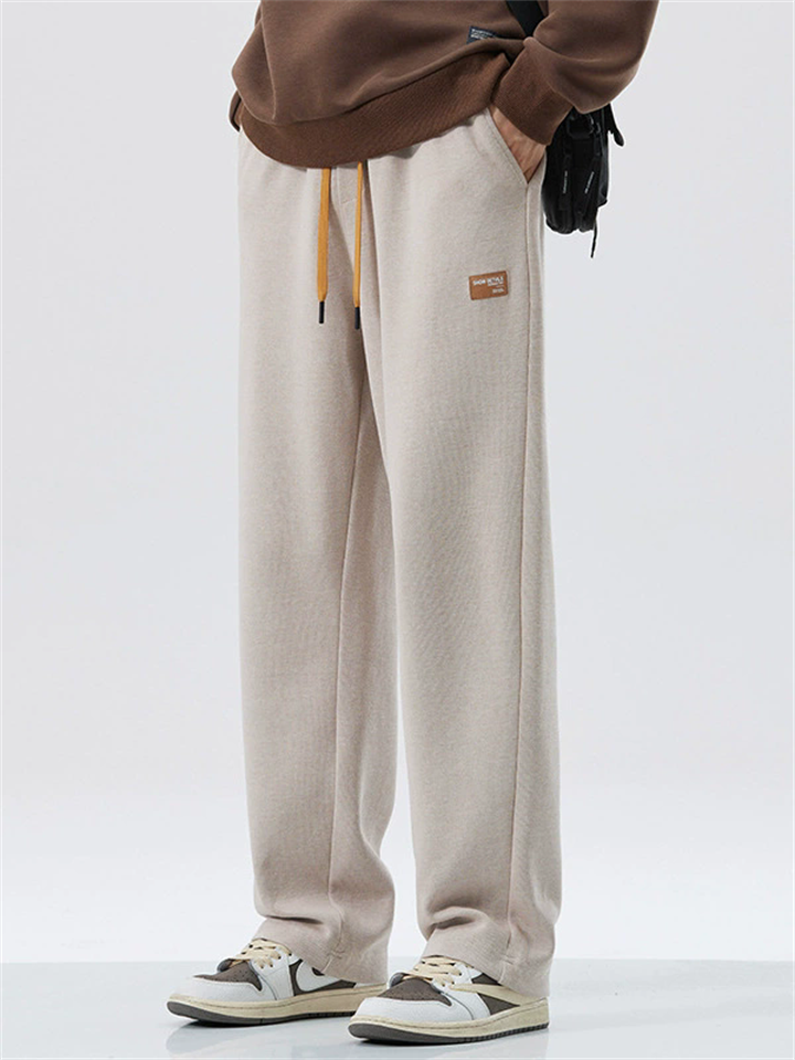 Men's Spring Autumn Comfort Loose Fit Straight Leg Pants with Pockets