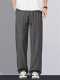 Men Linen Blend Casual Breathable Comfortable Loose Fit Wide Leg Pants