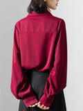 Women's Elegant Puff Long Sleeve V-Neck Shirts