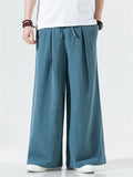 Men's Cotton Linen Loose Mid-waist Trousers